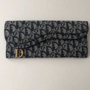 Vintage Dior Logo Denim  wallet clutch